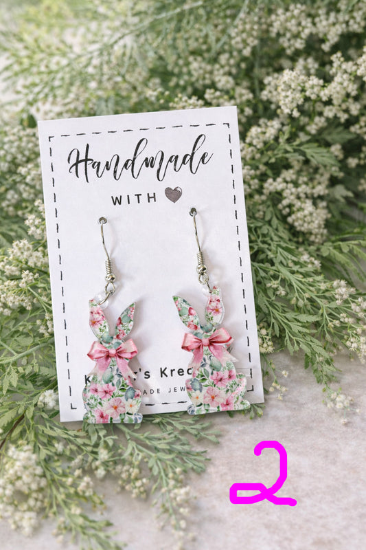 Floral Easter Bunny Earrings (7 options)