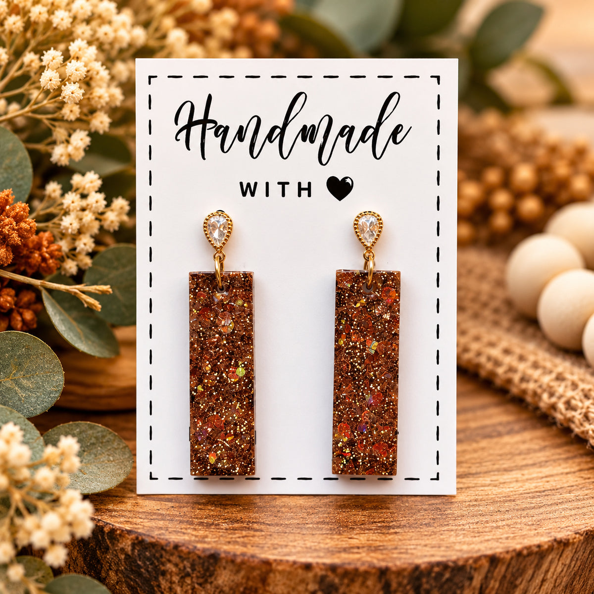 Copper and Gold Glitter Earrings