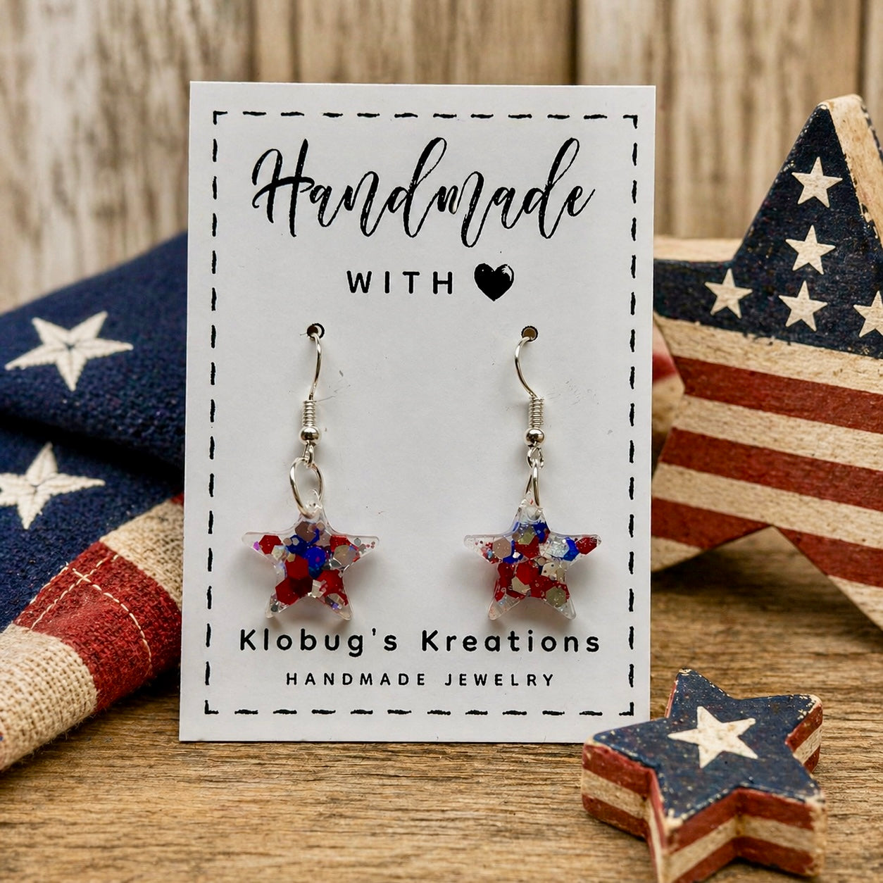 Patriotic Star Resin Glitter Earrings