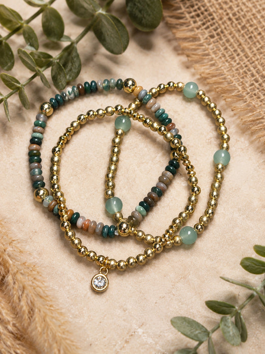 Golden Meadow Stretchable Stackable Bracelet Set