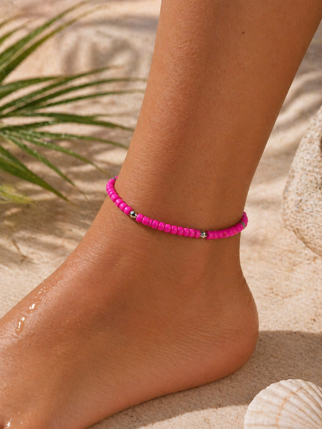 Pink and White Anklet