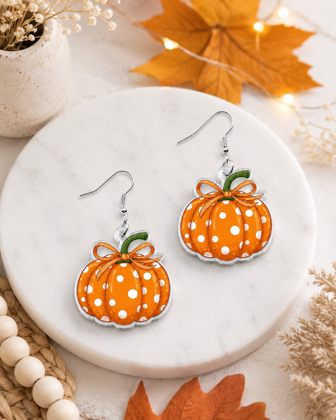 Polk Dot Pumpkin Earrings