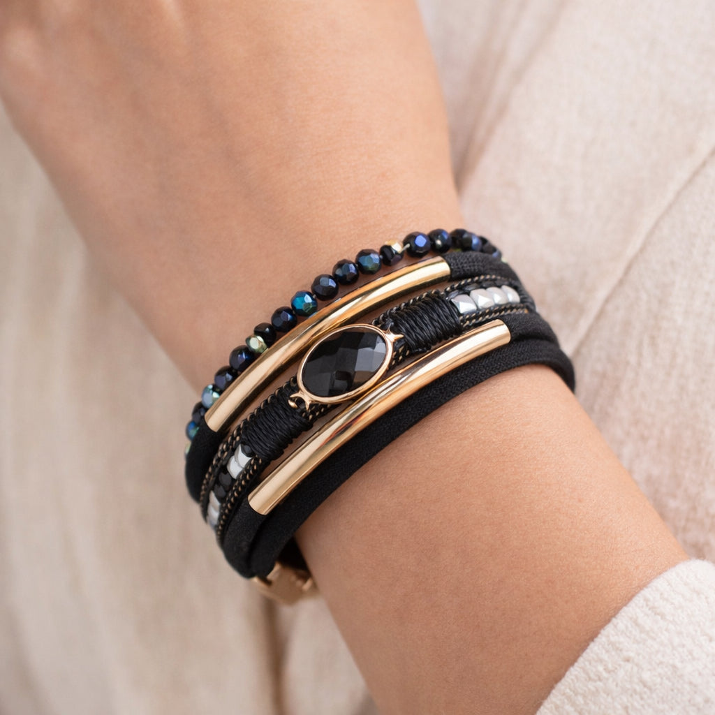 Wrap Bracelet with Magnetic Clasp (Black)