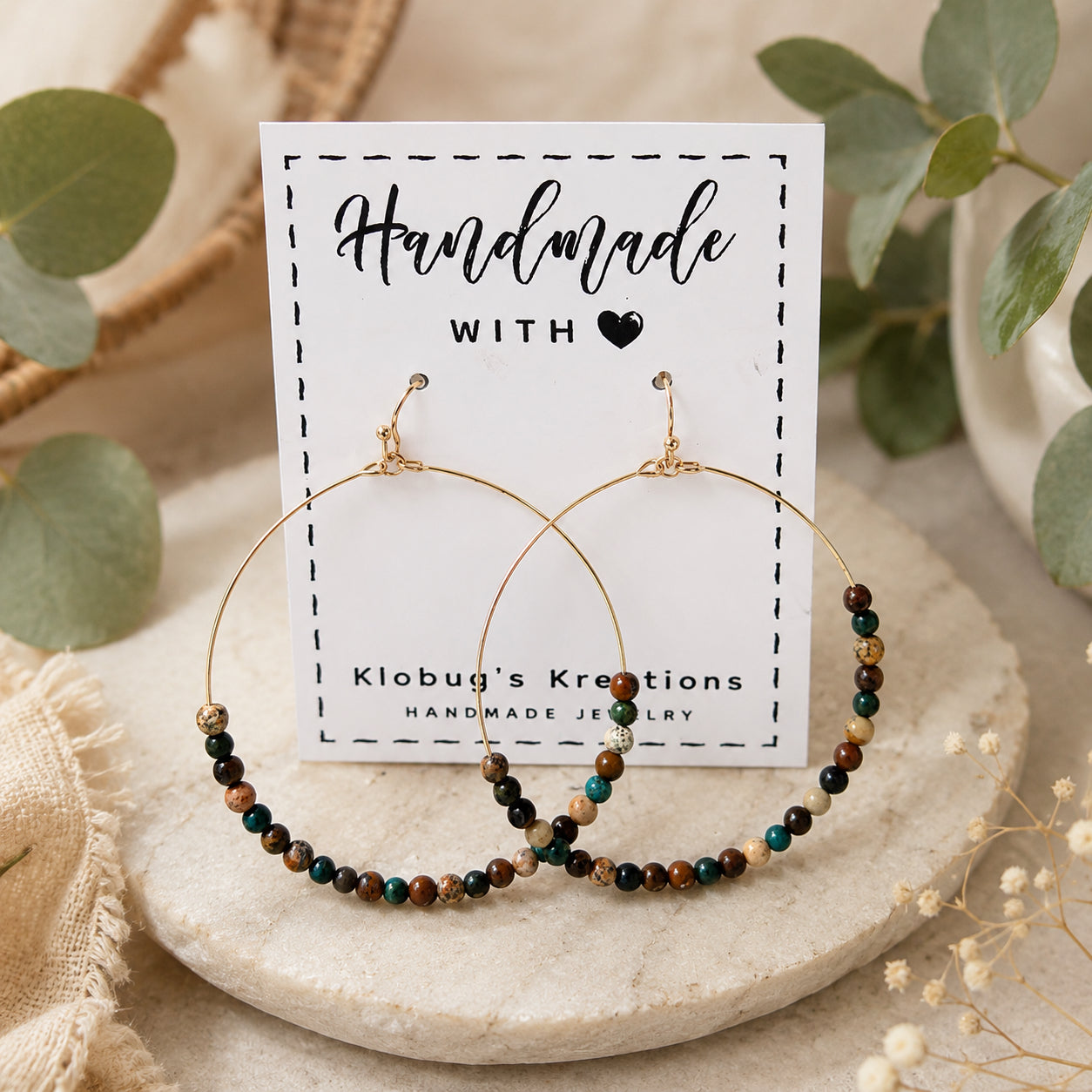 Neutral Beaded Hoops