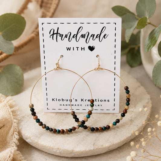 Neutral Beaded Hoops