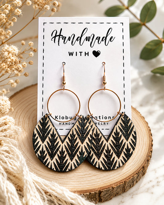 Wooden Black and Tan Earrings