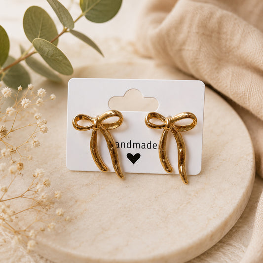 Gold Bow Studs