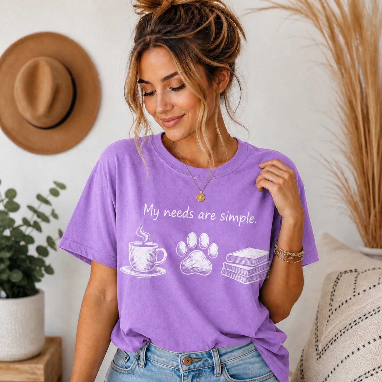 Reading/Coffee/Dog - My needs are simple t-shirt (Comfort Colors)