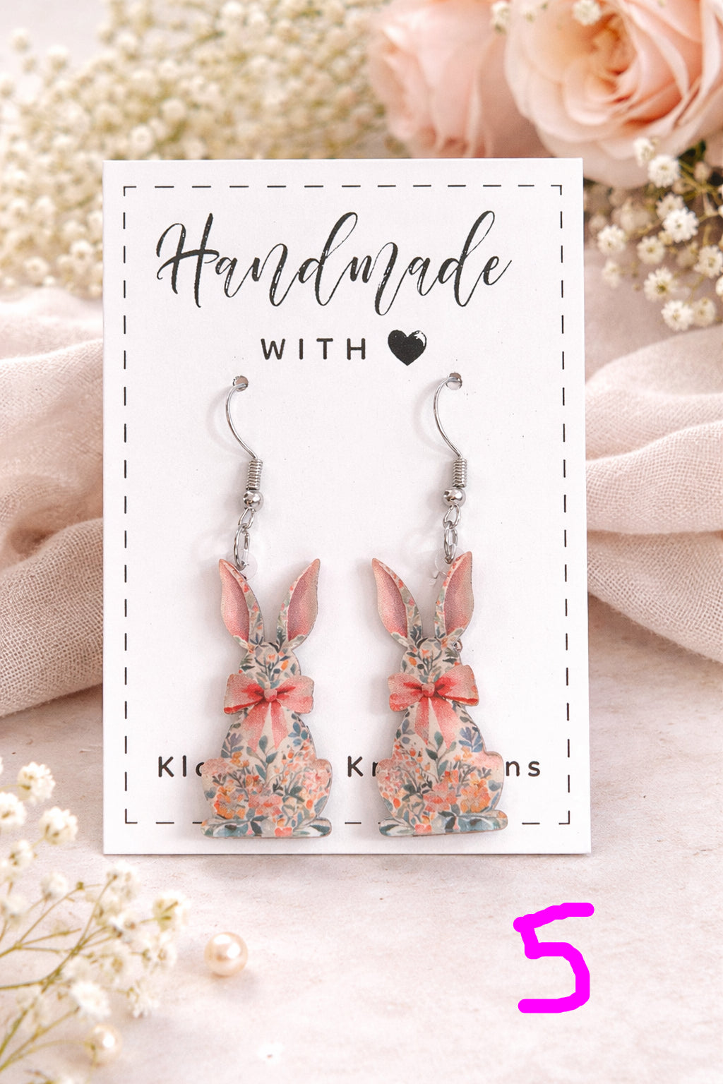 Floral Easter Bunny Earrings (7 options)