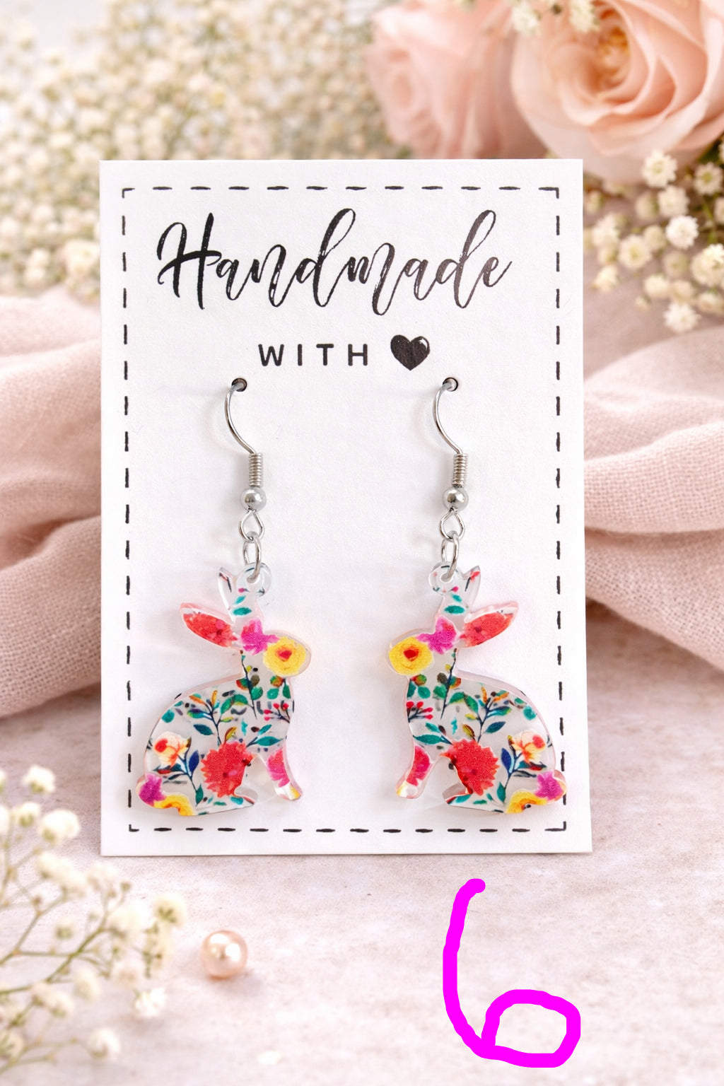 Floral Easter Bunny Earrings (7 options)