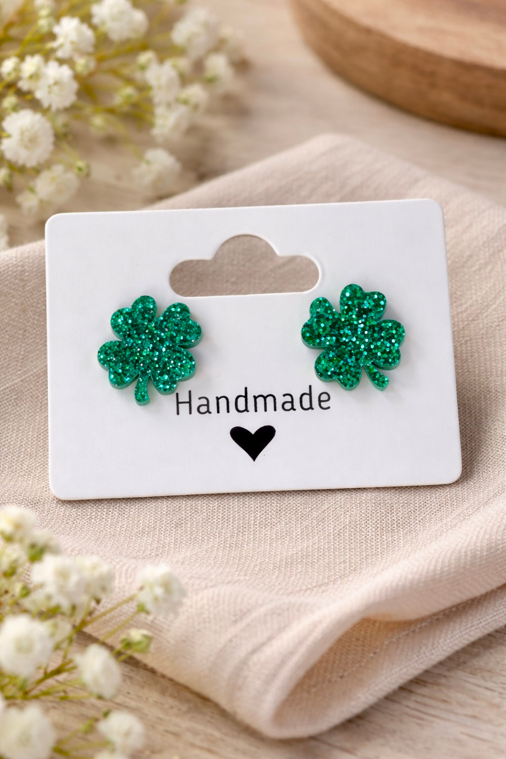 Glitter Shamrock Studs