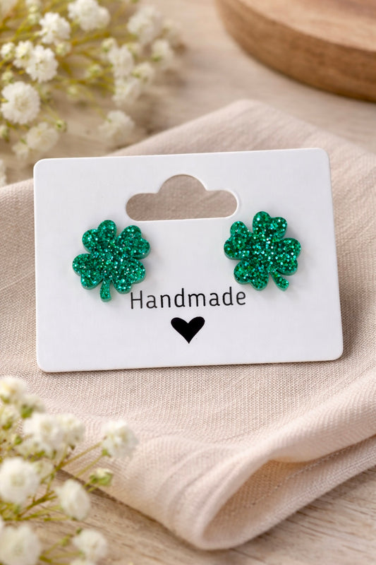 Glitter Shamrock Studs