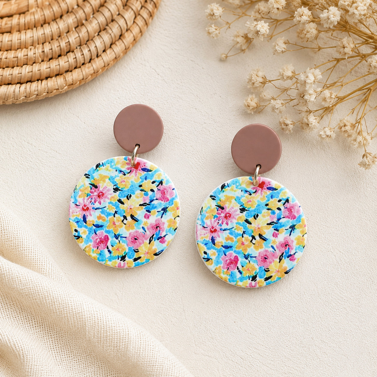 Pastel Floral Acrylic Earrings