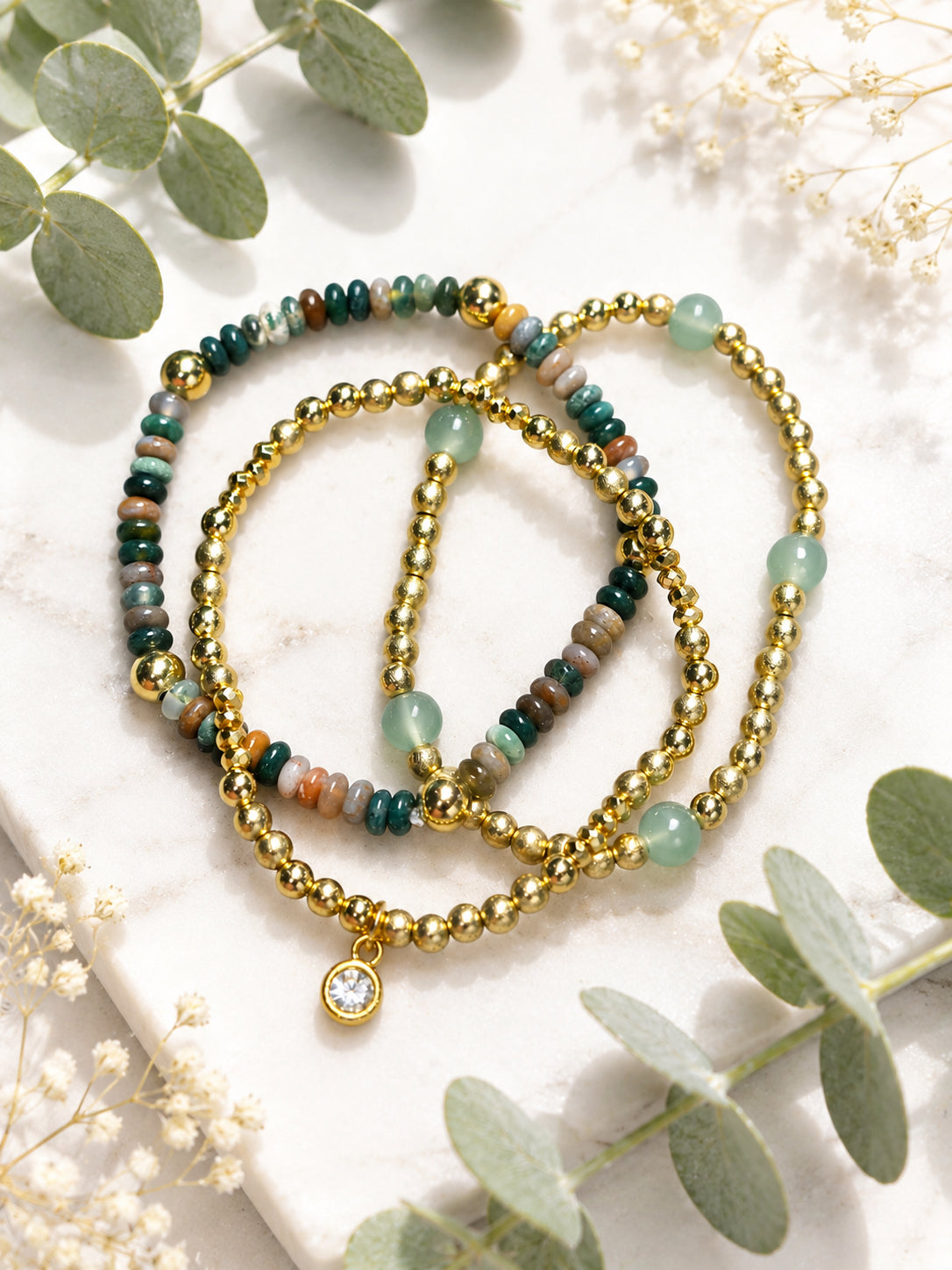 Golden Meadow Stretchable Stackable Bracelet Set