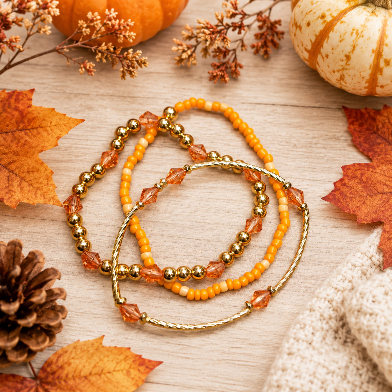 Harvest Glow Stretchable Stackable Bracelet Set