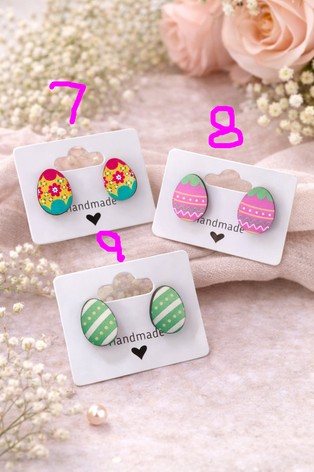 Easter Egg Wood Stud Earrings (9 Options)