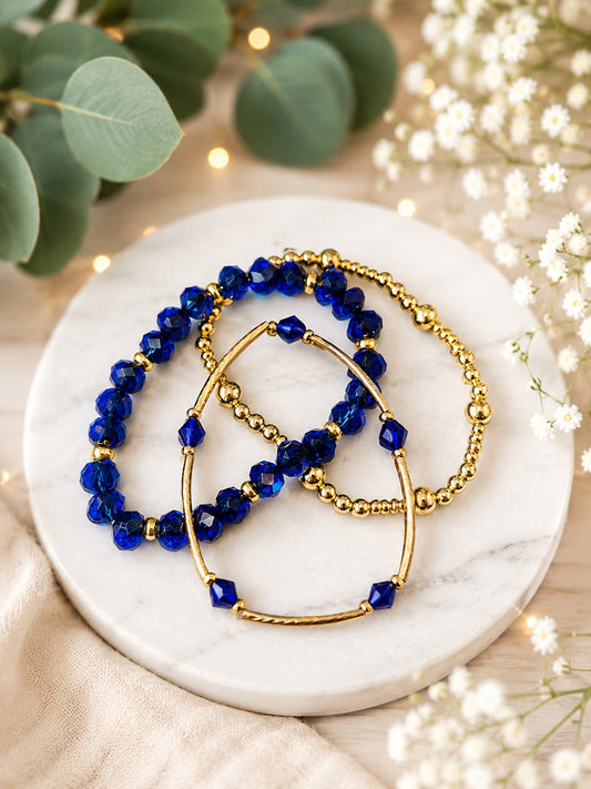 Midnight Majesty Stretchable Stackable Bracelet Set