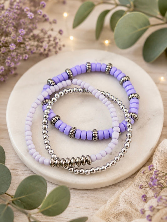 Lavender Luxe Stretchable Stackable Bracelet Set