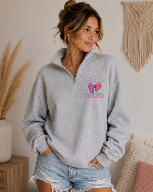 TEACHER (3/4 Zip Sweatshirt)