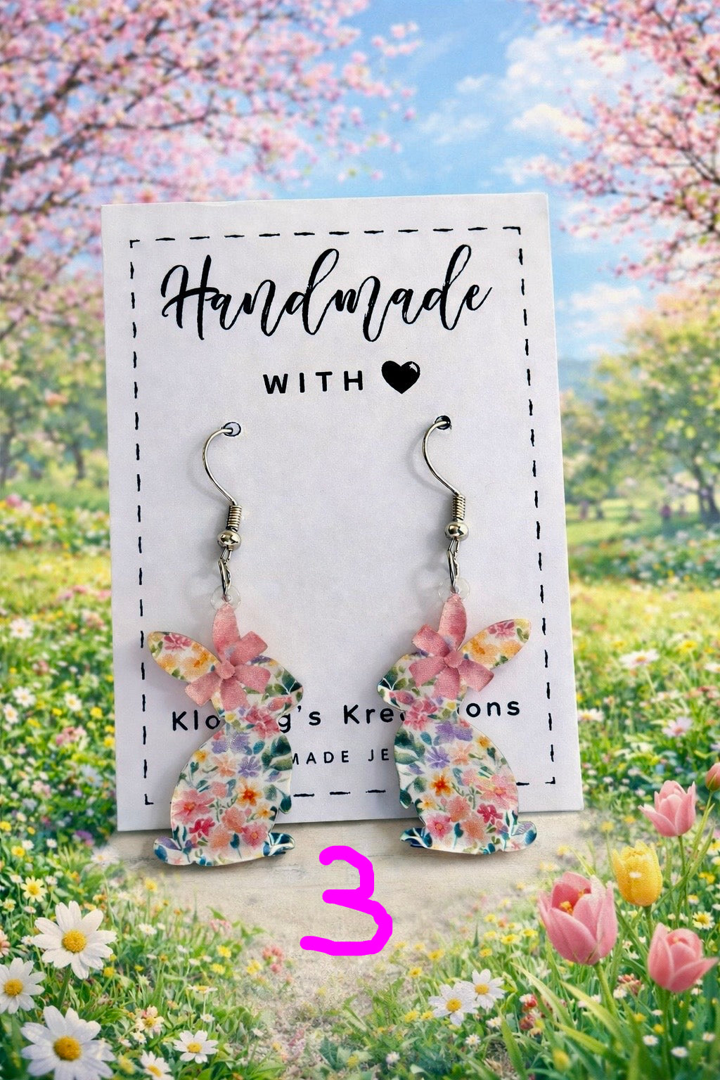 Floral Easter Bunny Earrings (7 options)