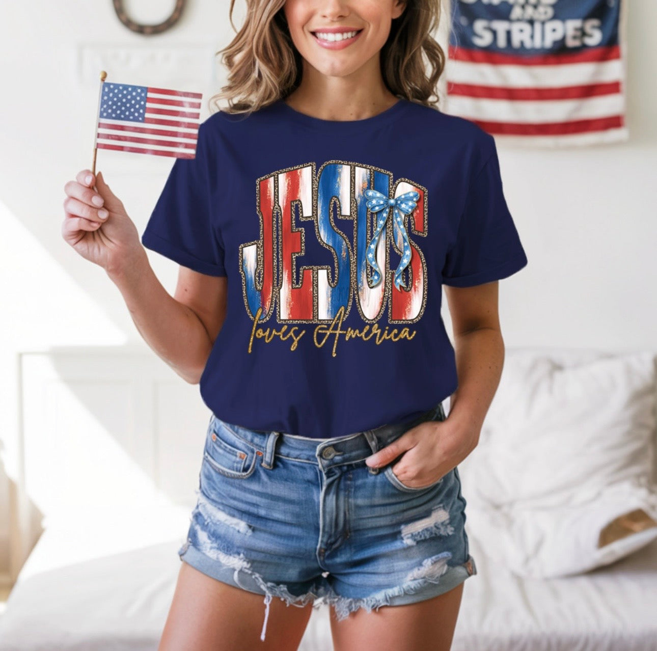 JESUS loves American T-Shirt