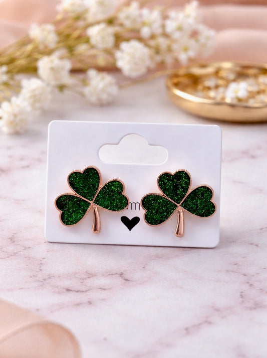Gold Shamrock Studs