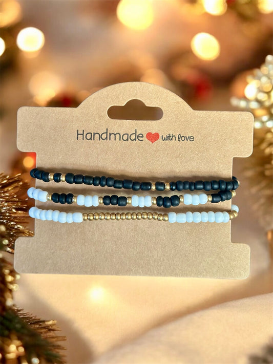 Black, White & Gold Stackable Bracelet Set