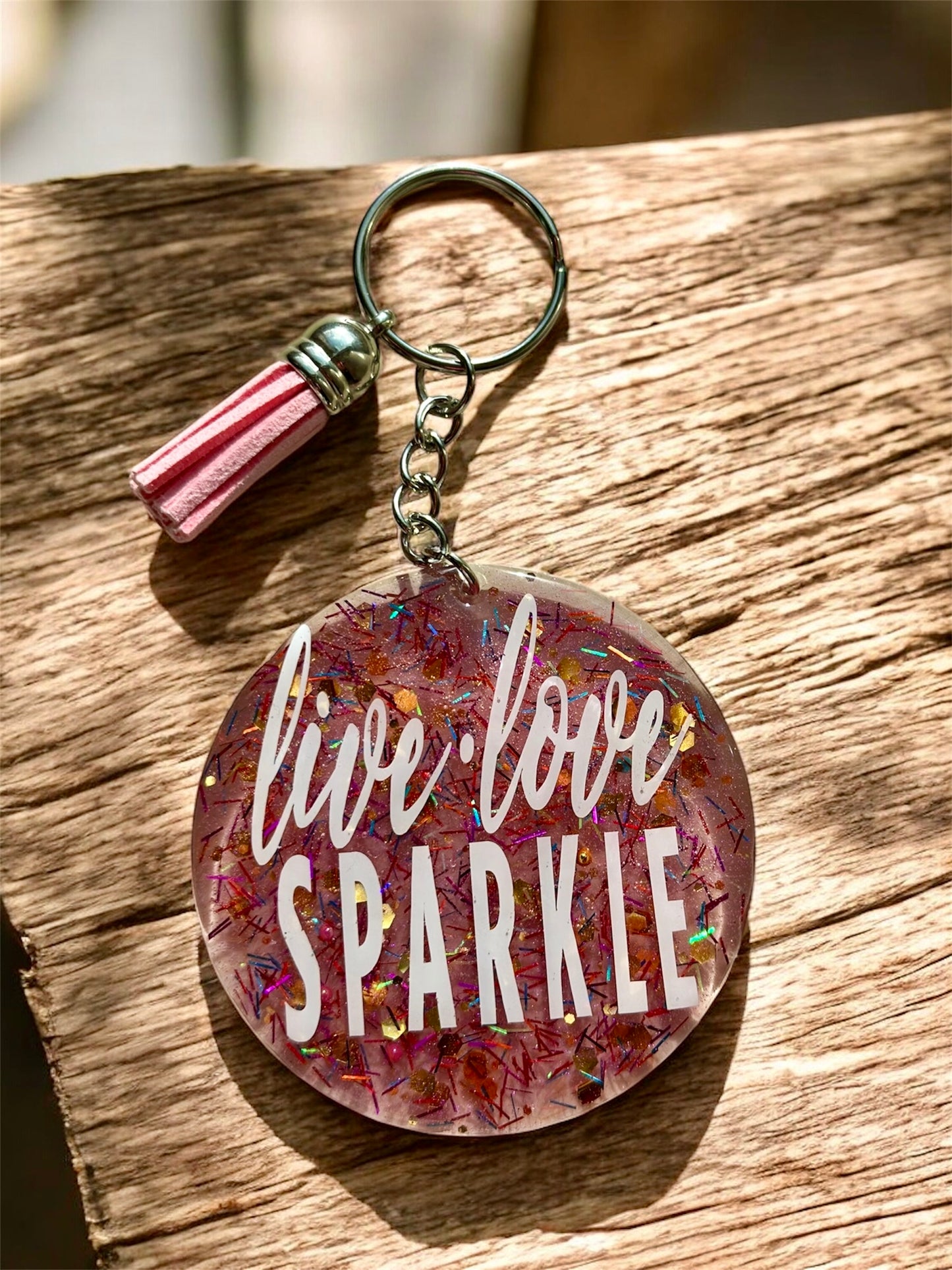 LIVE * LOVE * SPARKLE Resin Keychain