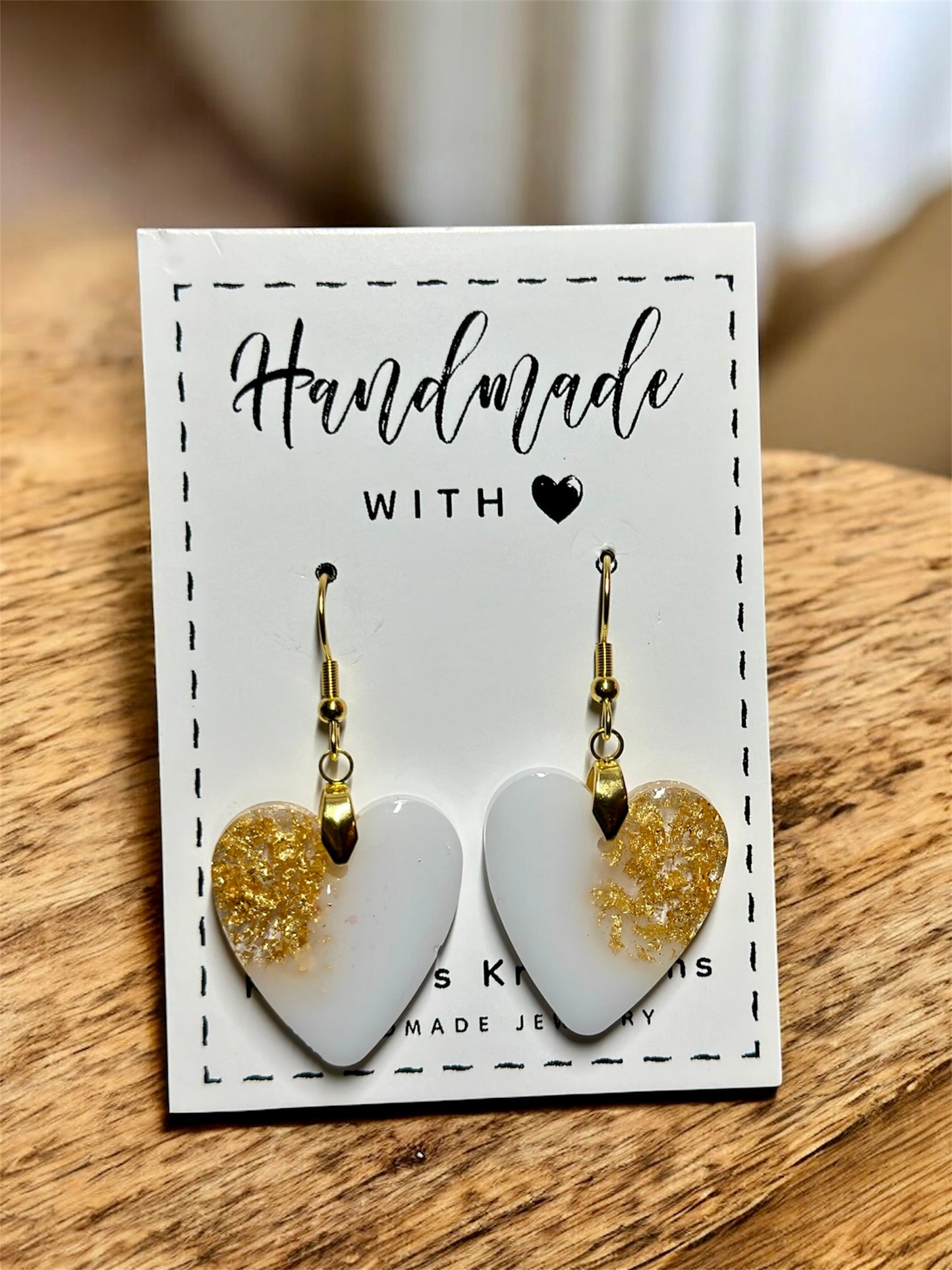 White Hearts with Gold Flakes
