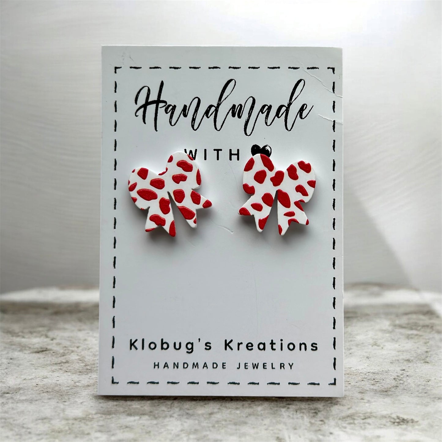 Red & White Speckled Bows