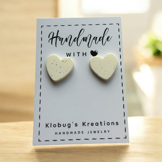 Cream Heart Studs