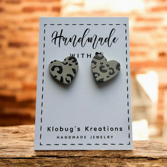 Cheetah Heart Studs