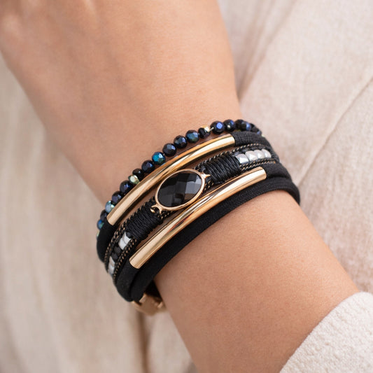Wrap Bracelet with Magnetic Clasp (Black)