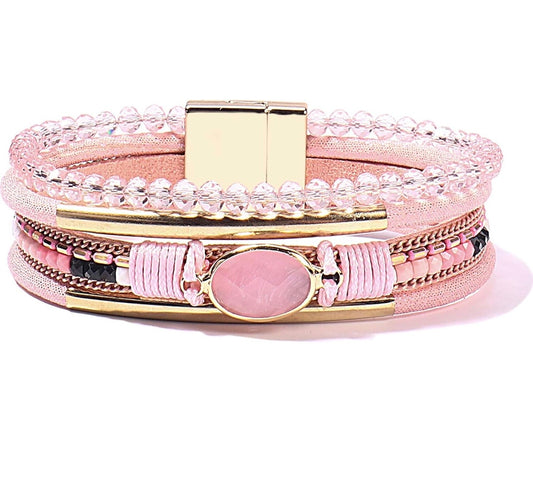 Wrap Bracelet with Magnetic Clasp (Pink)